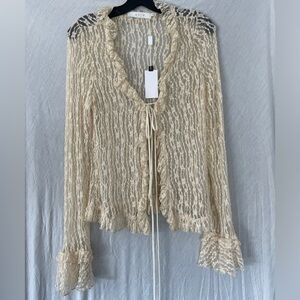 NWT ASTR Ruffle Sheer tie front top